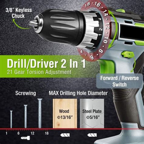 20V Cordless Drill Combo Kit-savesoo.com