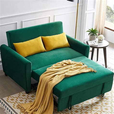 SOGES Velvet Sofa Set Convertible Sleeper Sofa Bed Loveseat Couch with 2 Pillows Green - Walmart ...