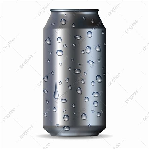 Realistic Can With Water Drops, Mock, Container, Silver PNG, 55% OFF