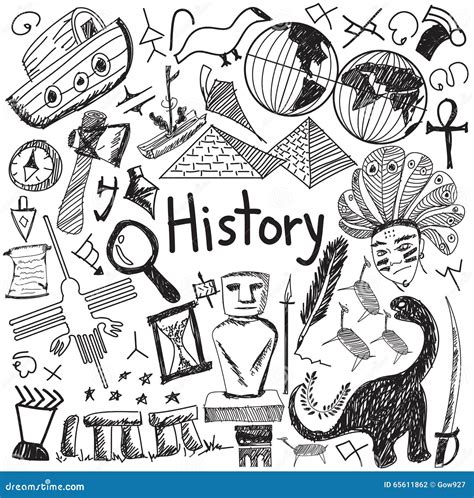 History Education Subject Handwriting Doodle Icon Vector Illustration ...