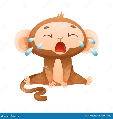 Funny Brown Monkey with Prehensile Tail Sitting and Shedding Tears ...