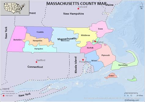 Massachusetts County Map FREE! Check the list of 14 Counties in ...