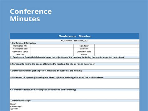 EXCEL of Conference Minutes Templates.xlsx | WPS Free Templates