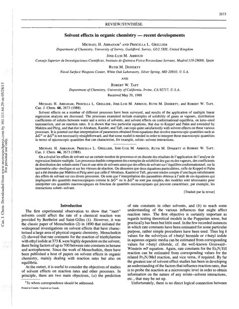 (PDF) Solvent effects in organic chemistry-recent Developments