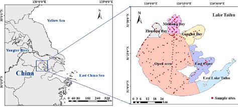 Map of Lake Taihu in Eastern China with the 408 in situ sampling sites... | Download Scientific ...