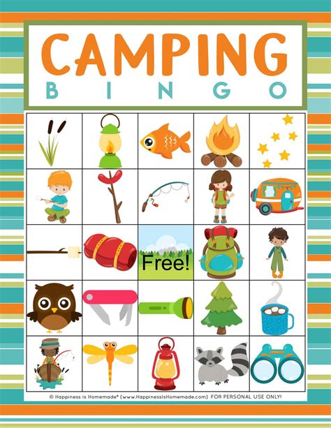 Free Printable Camping Bingo Game - Happiness is Homemade