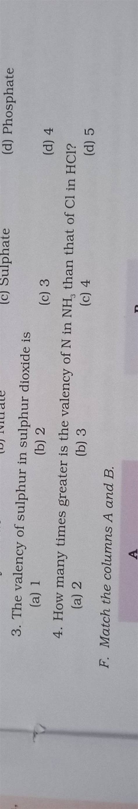 The valency of sulphur in sulphur dioxide is | Filo