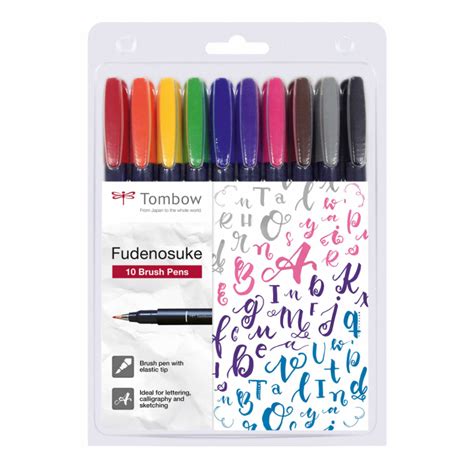 Tombow Calligraphy Pen Fudenosuke Hard Tip 10-set | Pen Store