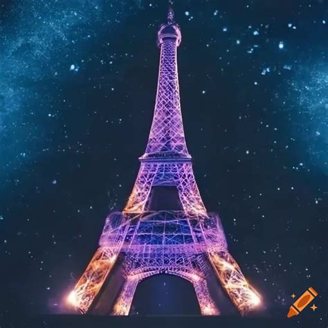 Eiffel tower under a starry sky on Craiyon