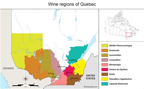 Canada Map of Vineyards Wine Regions