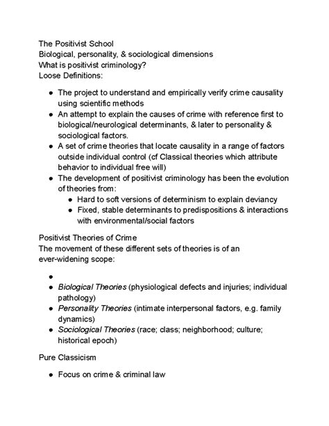 The Positivist School - The Positivist School Biological, personality ...