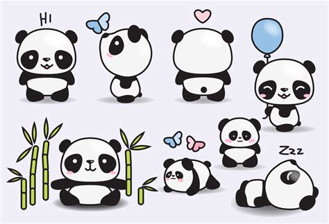 Premium Vector Clipart Kawaii Pandas Cute Pandas Clipart | Etsy ...