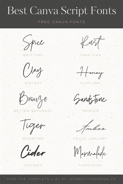 The Best Fonts on Canva: 55 Elegant Free Script Fonts