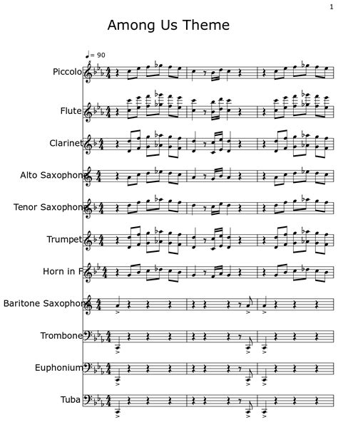 Among Us Theme Sheet Music For Piccolo Flute Clarinet Alto | Free ...