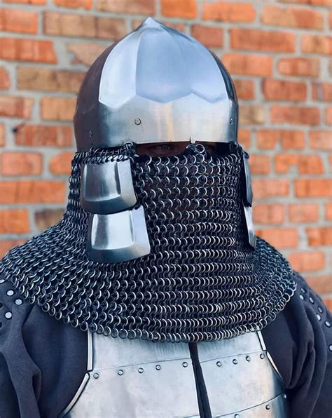 Medieval Armor Helmet 16 Gage Steel Chain Mail Helmet - Etsy