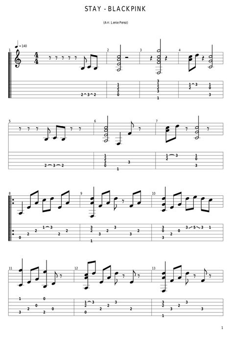 blackpink - stay (guitar tabs) Sheet by lenie perez