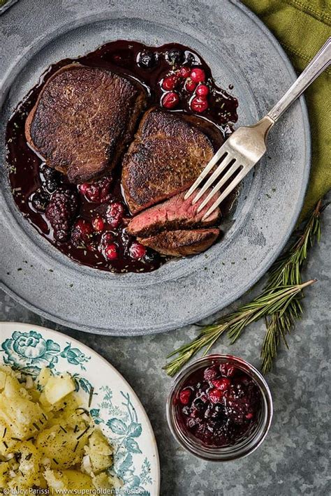 Venison Steak with Port and Red Berry Sauce - Supergolden Bakes