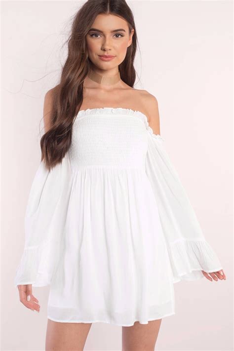 Becca Off Shoulder Day Dress in White - $84 | Tobi US