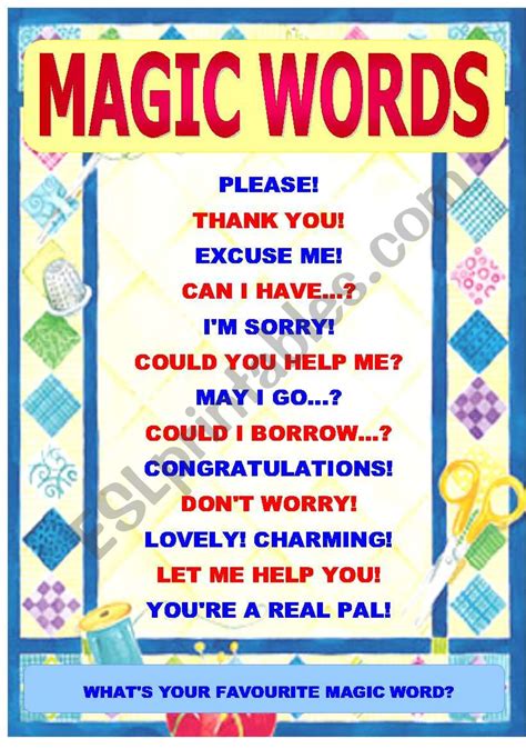 Magic Words Printable - Words Print