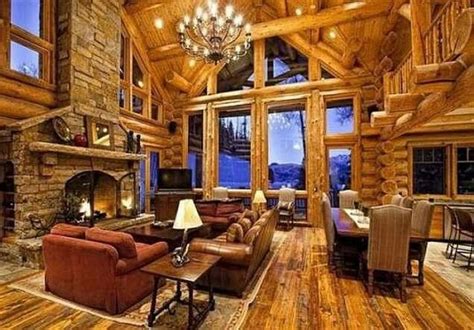 Interior stain color | Log cabin interior, Log home interiors, Log cabin homes