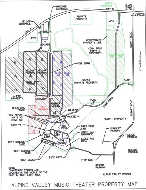 Alpine Valley Music Theatre Parking Map | Alpine, Music theater, Valley