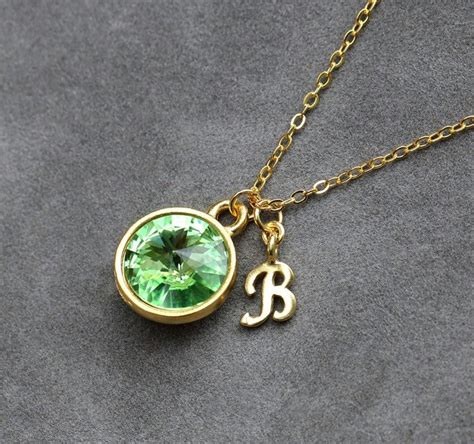 Initial Birthstone Jewelry August Peridot Necklace New - Etsy