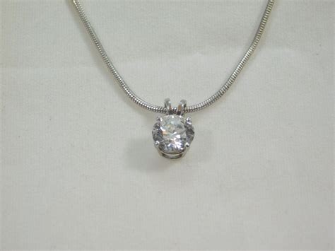 Ladies 14 karat White Gold 1.05ct Diamond Necklace Pendant. from ...