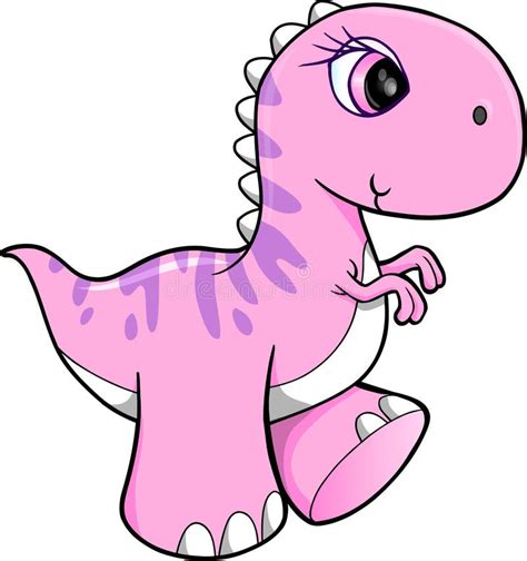 Cute Pink Dinosaur Vector stock vector. Illustration of vector - 47735174