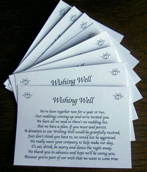 25 Small Wedding Gift Poem Cards, Honeymoon Money Wishing Well Card ...