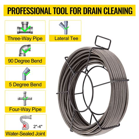 VEVOR VEVOR Drain Cleaning Cable 50 Feet x 3/8 Inch Solid Core Cable ...