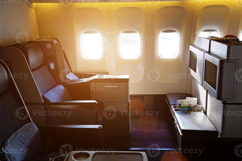 Airplane interiors, first class seats 6923920 Stock Photo at Vecteezy