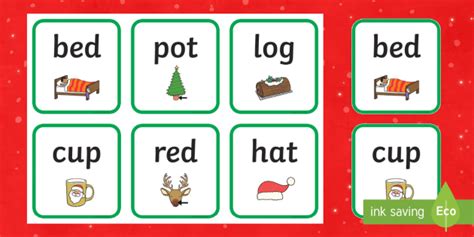 Christmas CVC Words Flashcards (Teacher-Made)