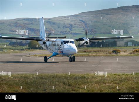 Loganair, (Flybe), Twin Otter, Arriving At Campbeltown Airport, Kintyre, Scotland Stock Photo ...