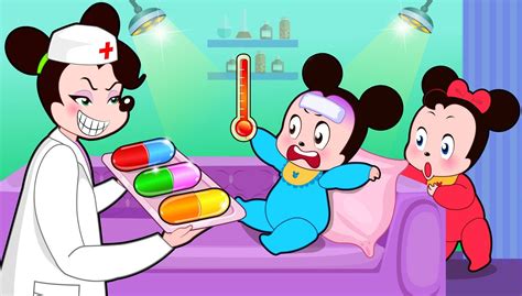 Mickey Mouse & Minnie Mouse baby is sick! Finger Family Song Nursery ...