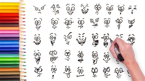 Learn how to draw cartoon faces - Simple drawing video tutorial ...