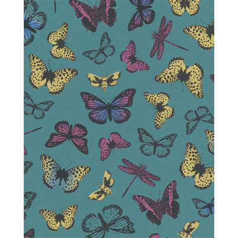 17 Stories Kristyna Butterly Butterflies Motif 10m x 53cm Wallpaper ...