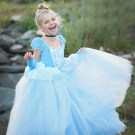 Western Style NEW Summer Kids Princess Elsa Dress girls Snow White Costume Cotton Long Blue Ball ...