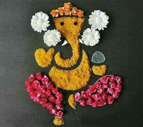 Lord Ganesha with flowers. | Rangoli designs flower, Diwali decorations ...