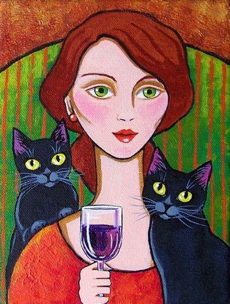 Two Things I Love ~ Wine and Black Cats ~ by Lisa Monica Nelson | Peinture de chat, Art de chat ...