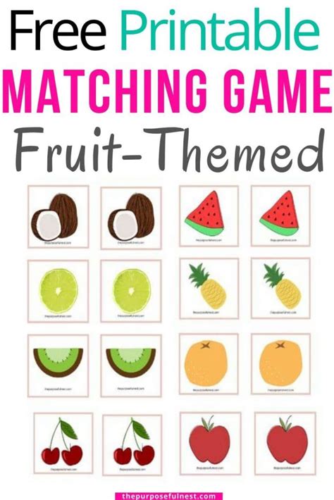 Free Printable Fruit Matching Game for Preschoolers - The Purposeful Nest