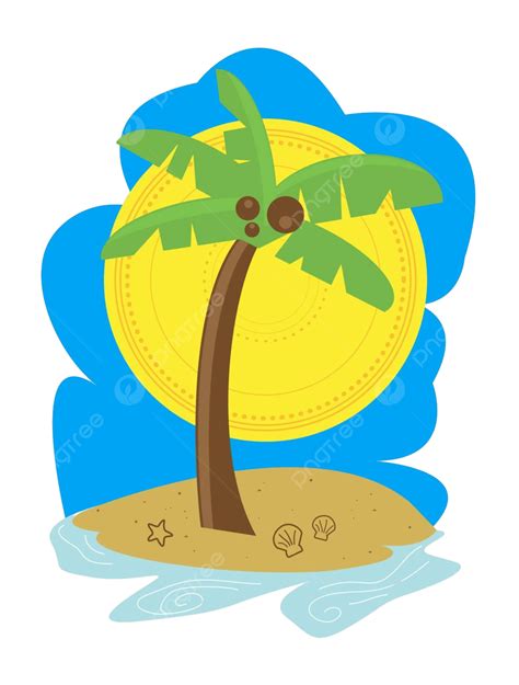 Palm Tree Beach Sky Sun Tranquility Vector, Sky, Sun, Tranquility PNG and Vector with ...