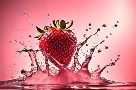 Premium AI Image | Strawberry splash in to pink water highly detailed ...