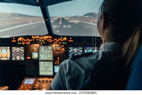 Unrecognizable Female Pilot On Cockpit Aircraft Stock Photo 2370582801 ...