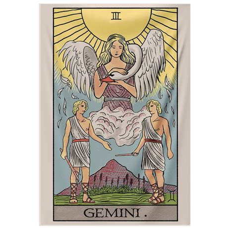 Gemini "The Twins" Zodiac Tarot Astrology Tapestry - Nirvana Threads