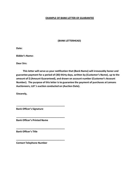 Letter Of Guarantee Sample | Template Business Format