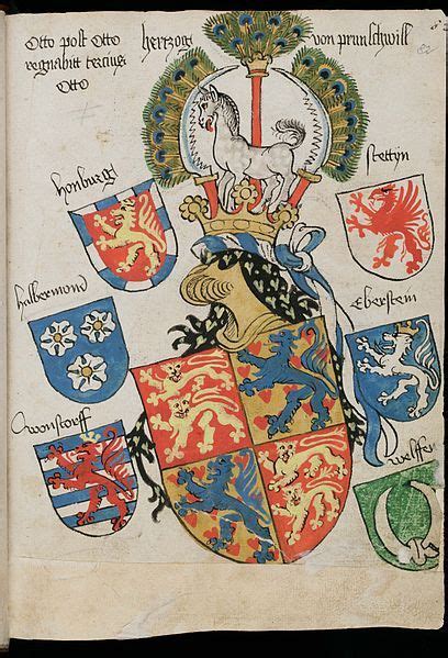 1466-70.Coats of arms of the House of Welf. Lower Saxony.Wappenbuch des St. Galler Abtes Ulrich ...