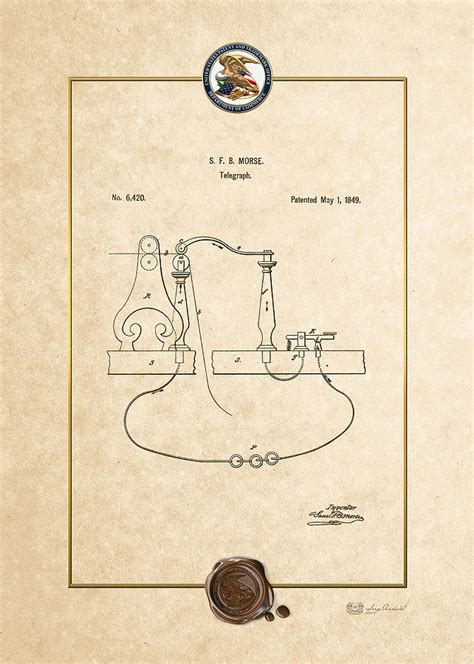 Telegraph by S.F.B. Morse - Vintage Patent Document Digital Art by ...