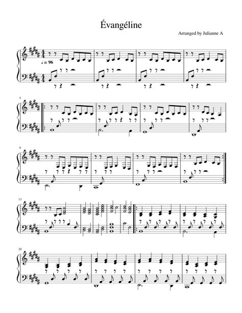 Évangéline Sheet music for Piano (Solo) | Musescore.com