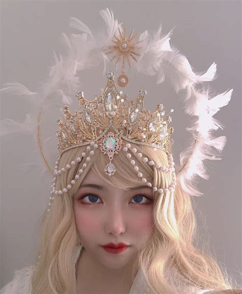 Lolita White Angel Feather Cosplay Fairy Crystal Wings Crown BE610 Item Type: HeadwearSpecial ...