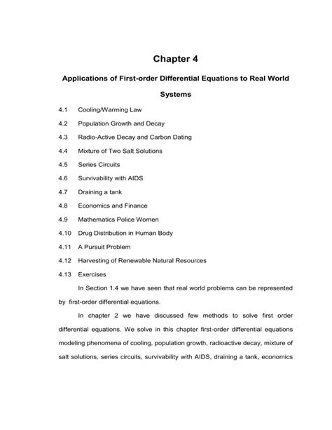 application of differential equation